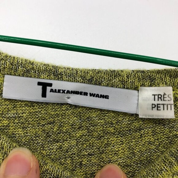 T By Alexander Wang marled yellow LS bodycon mini dress  drape twist back - Picture 7 of 16